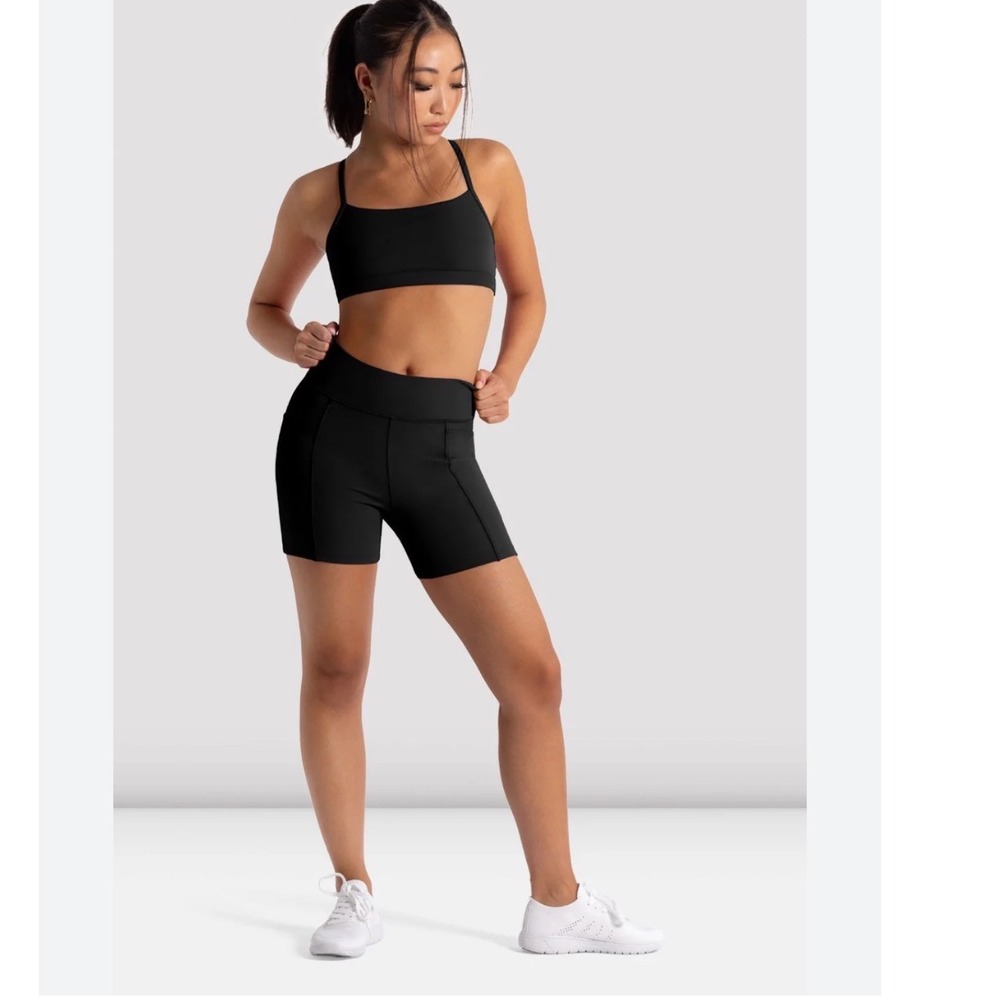 Bloch Womens High Waisted‎ Dance Shorts Black Athletic Activewear Size S